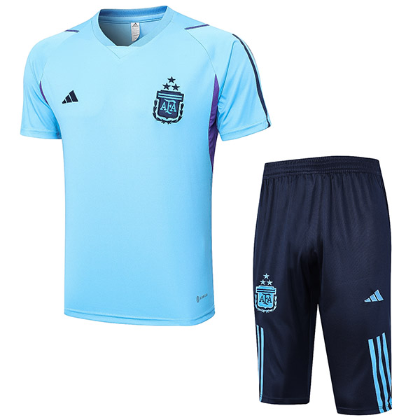 Argentina training jersey soccer uniform men's light blue suit sportswear football short kit top sports shirt 2023-2024